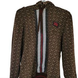 Brown Burberry Monogram Stripe Print Cotton Hoodie Youth Large